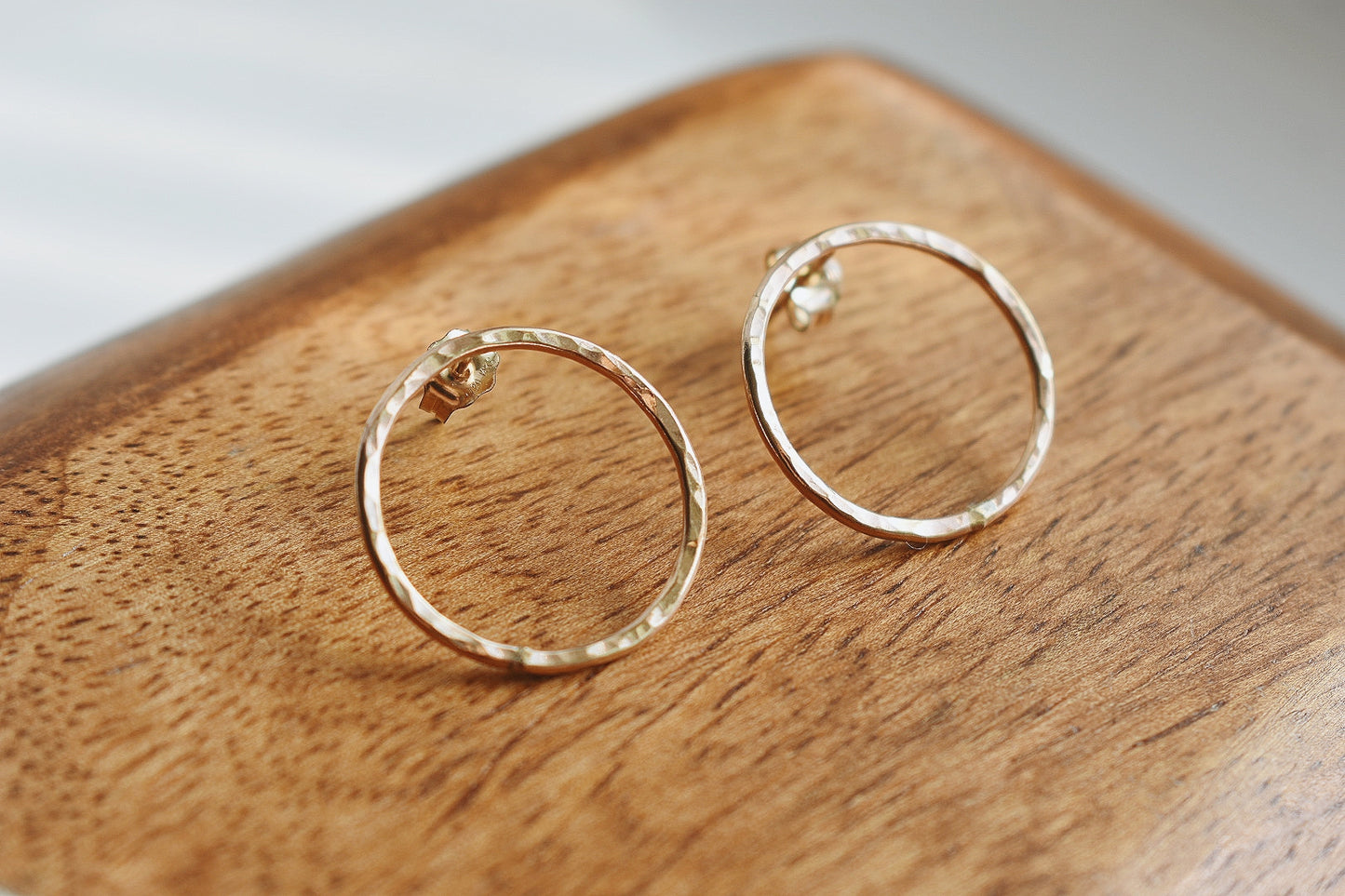 14k Gold Filled Large Circle Stud Earrings