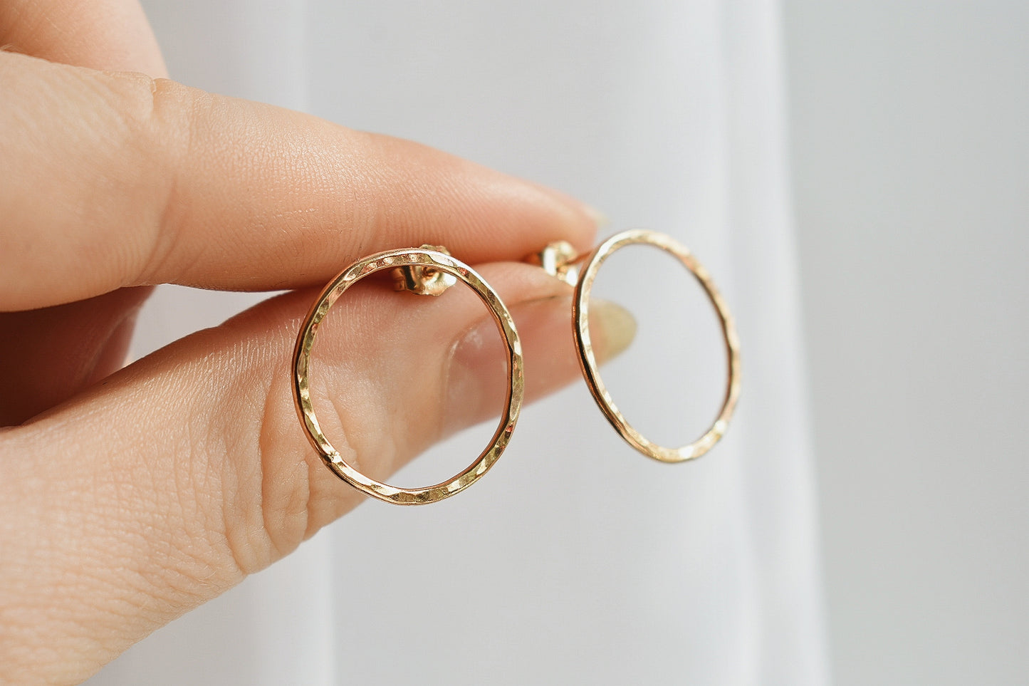 14k Gold Filled Large Circle Stud Earrings