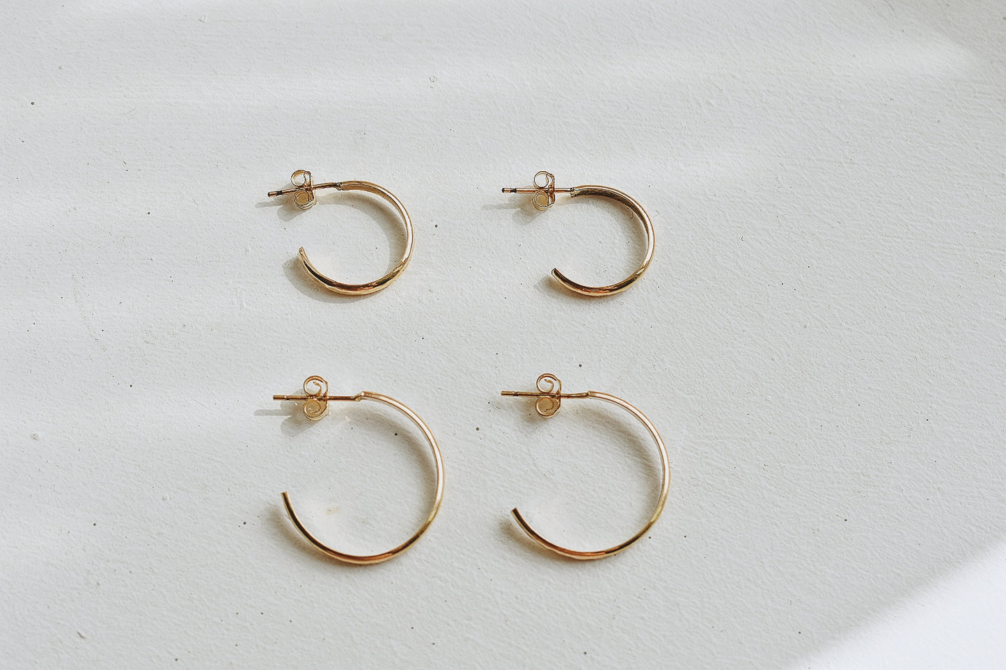 14k Gold Filled Hammered Hoops