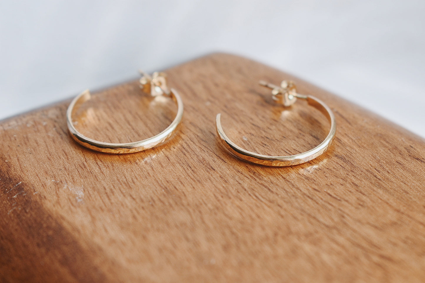 14k Gold Filled Hammered Hoops