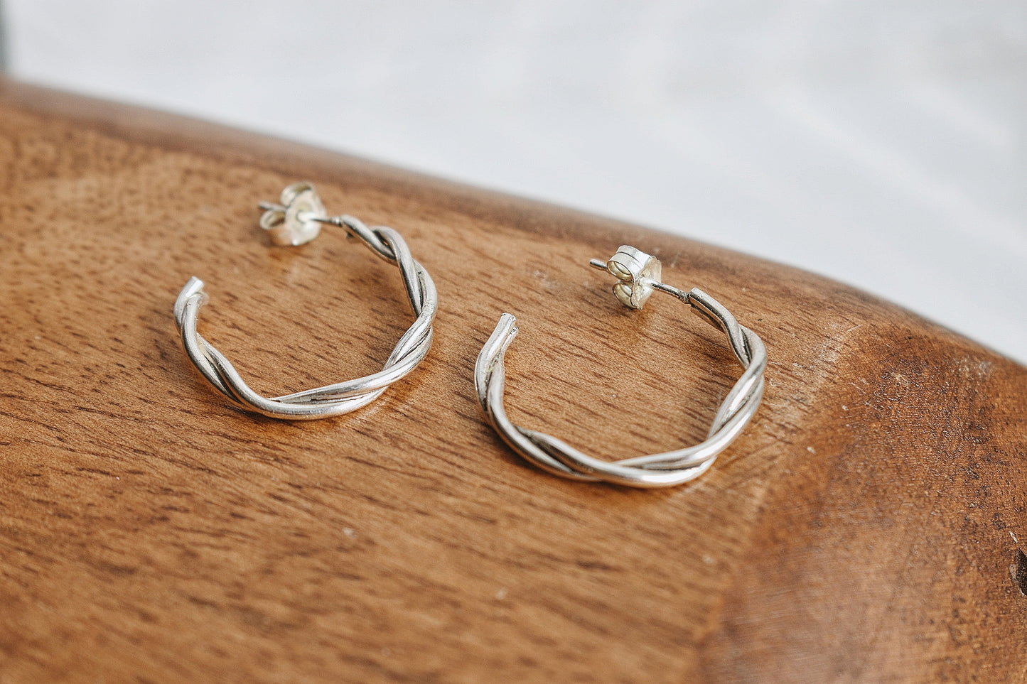 Sterling Silver Twist Hoop Earrings