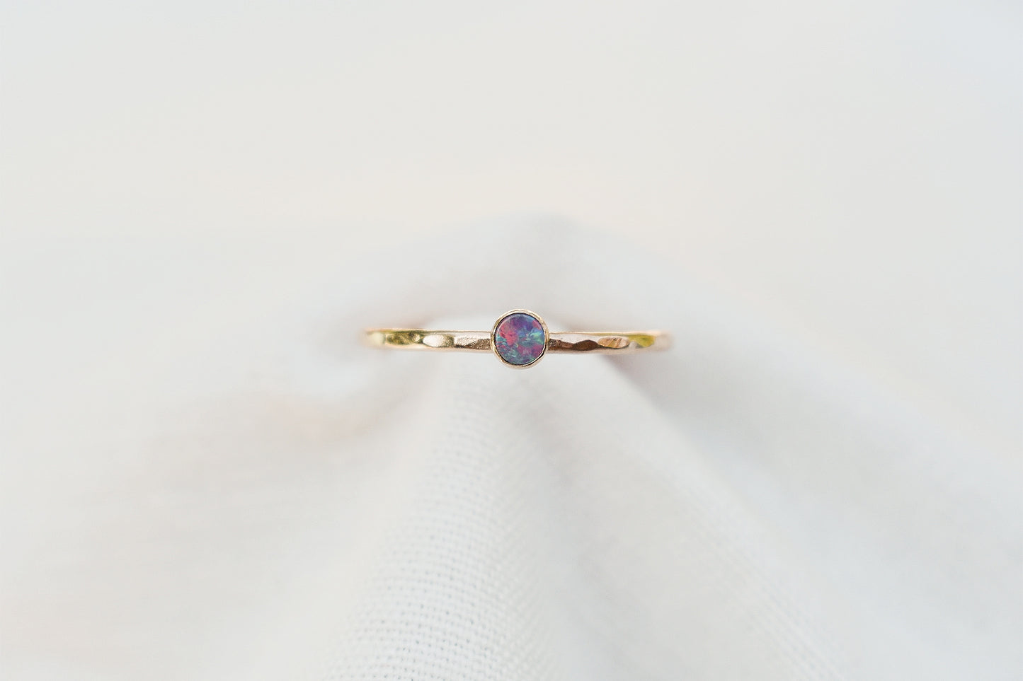 Blue Australian Opal 14k Gold Fill Stacker Ring