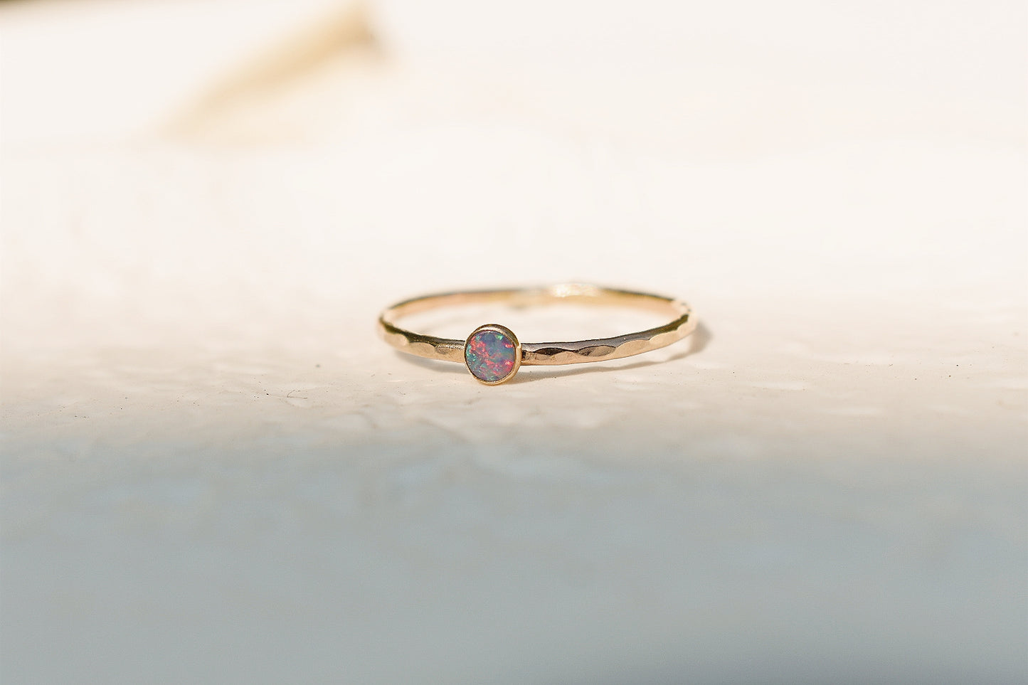 Blue Australian Opal 14k Gold Fill Stacker Ring