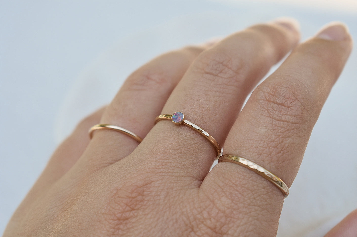 Blue Australian Opal 14k Gold Fill Stacker Ring
