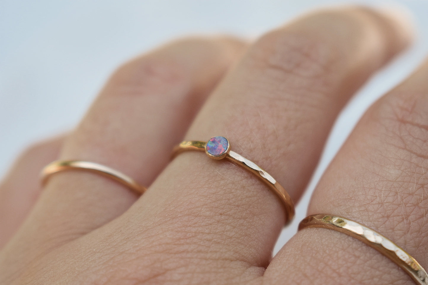 Blue Australian Opal 14k Gold Fill Stacker Ring