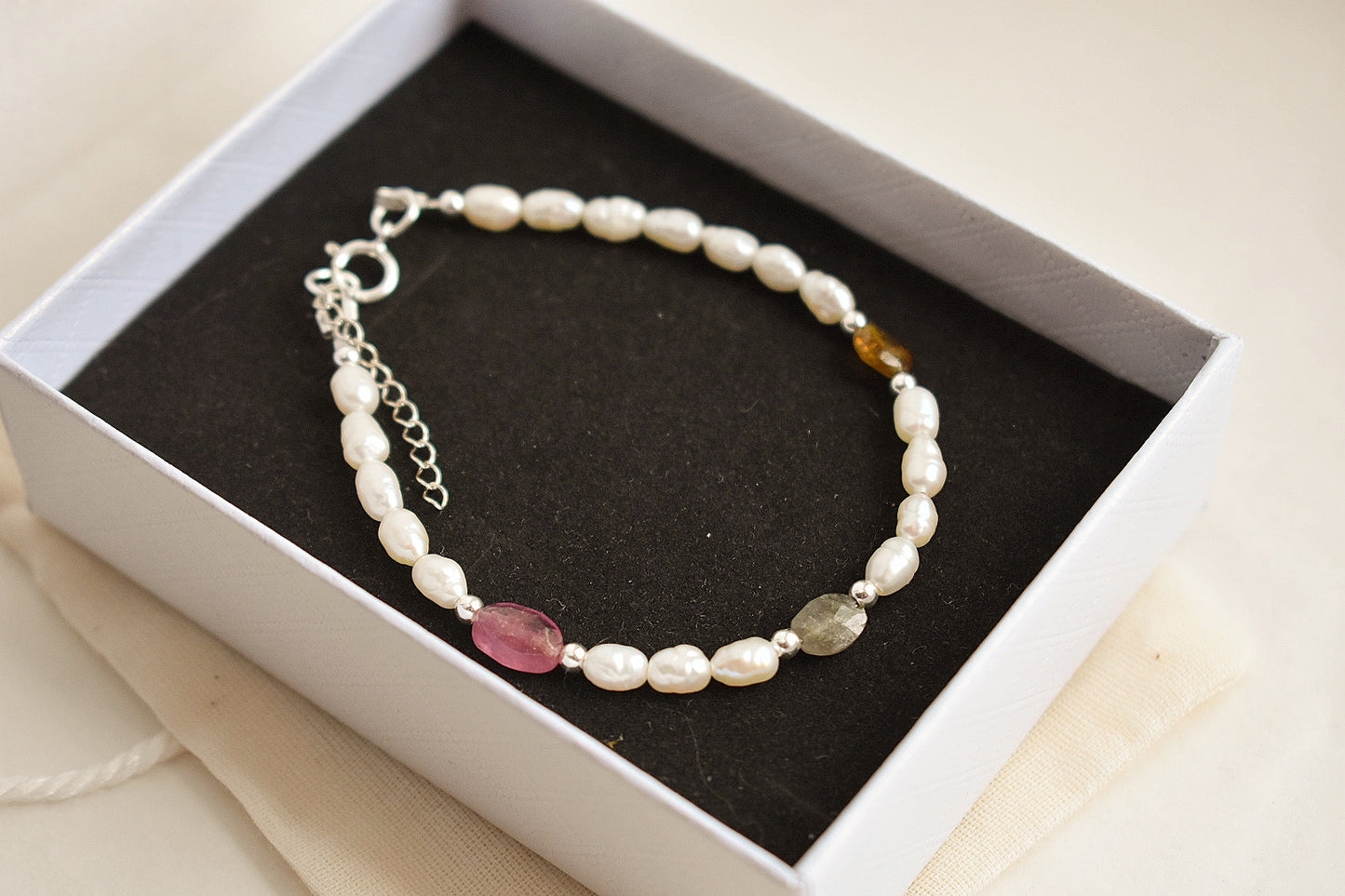 Freshwater Pearl and Tourmaline Bracelet