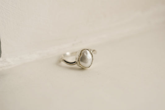 Sterling Silver Keshi Pearl Ring