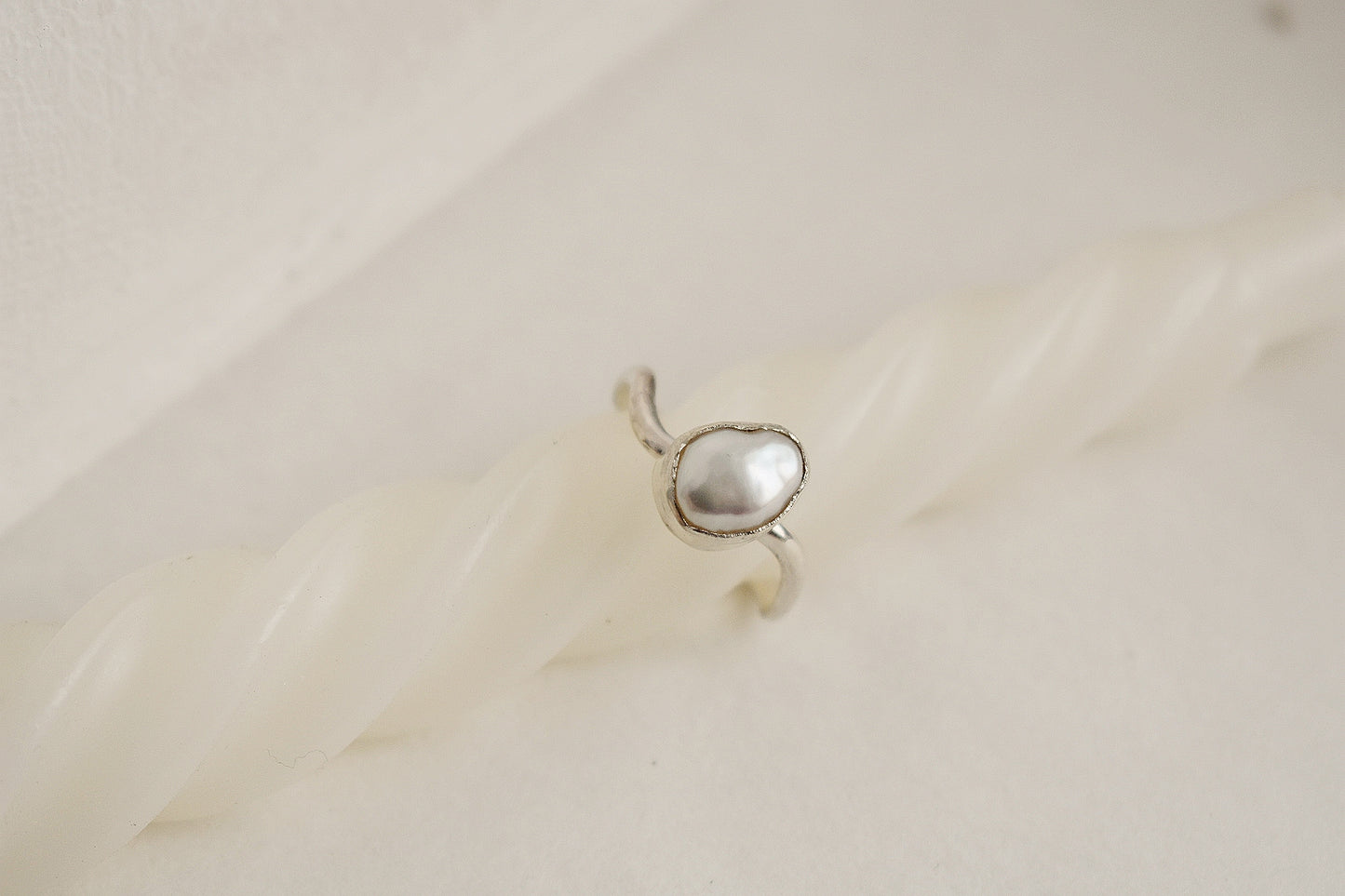 Sterling Silver Keshi Pearl Ring