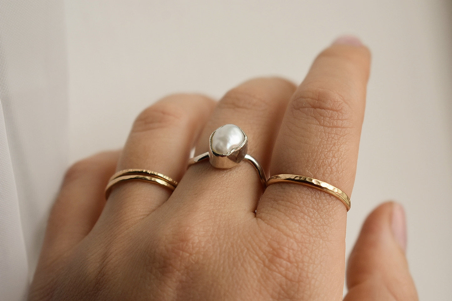 Sterling Silver Keshi Pearl Ring