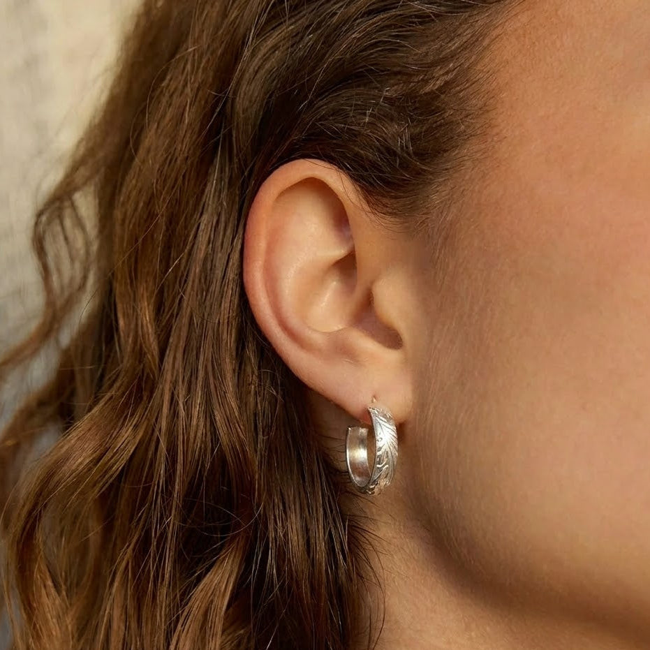 Sterling Silver Floral Hoops