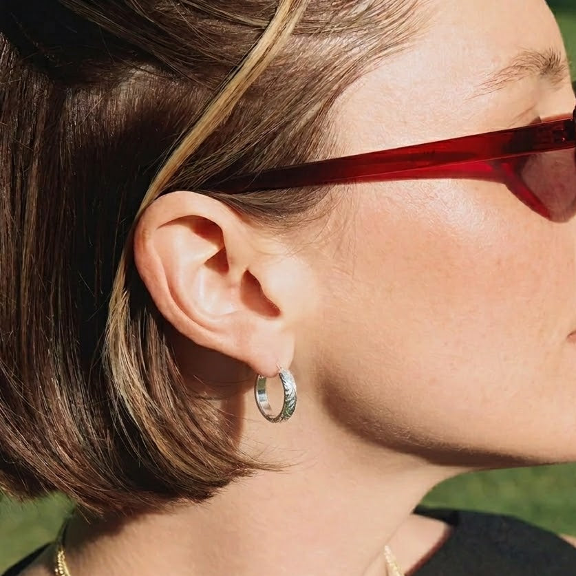 Sterling Silver Floral Hoops