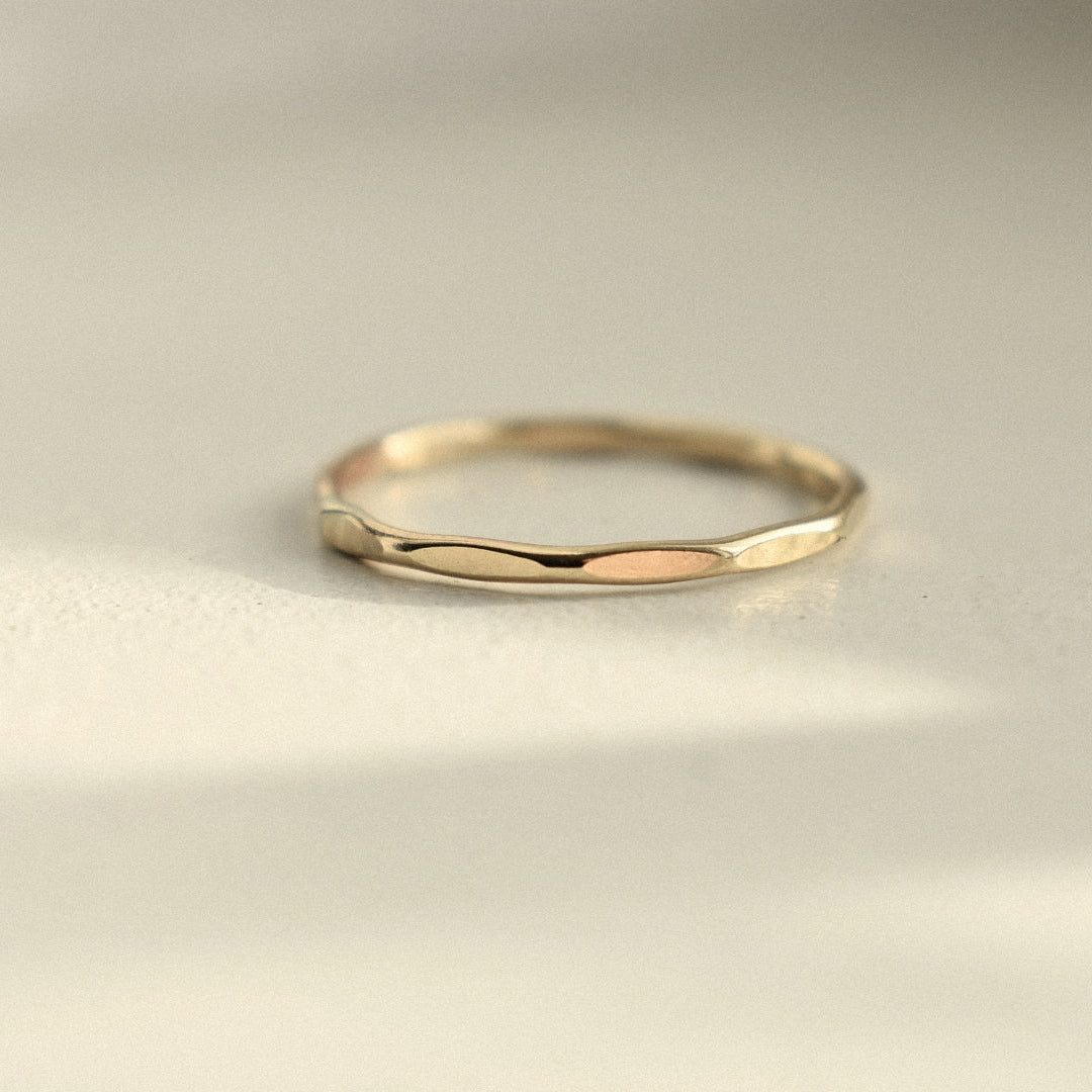 Hammered Flat Ring - 14k Gold Fill