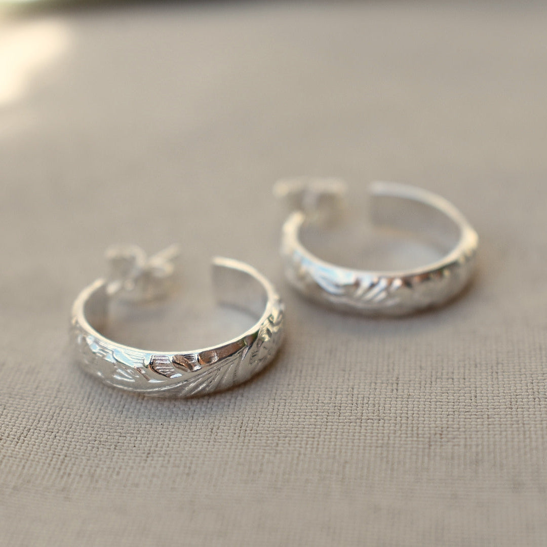 Sterling Silver Floral Hoops