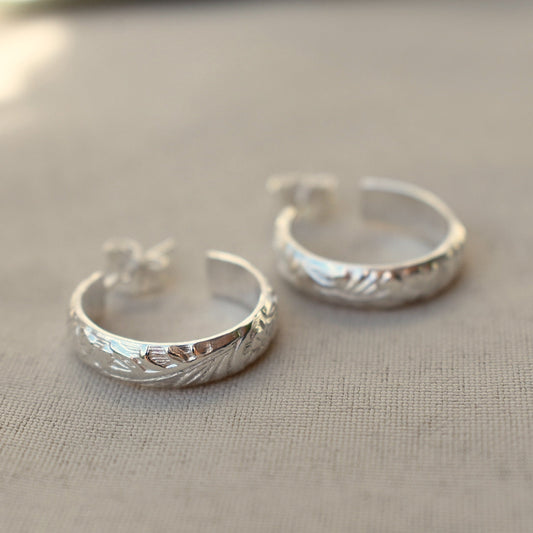 Sterling Silver Floral Hoops