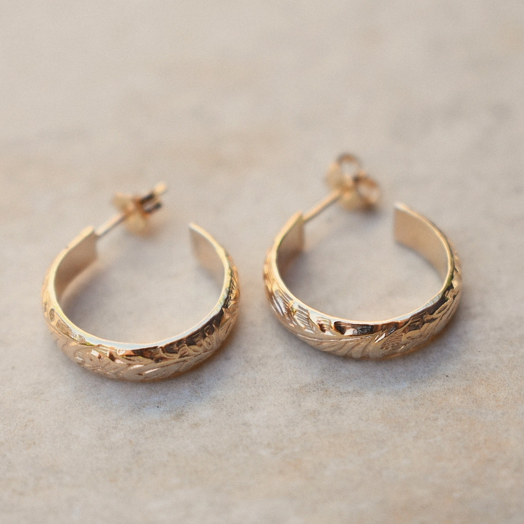 14k Gold Filled Floral Hoops