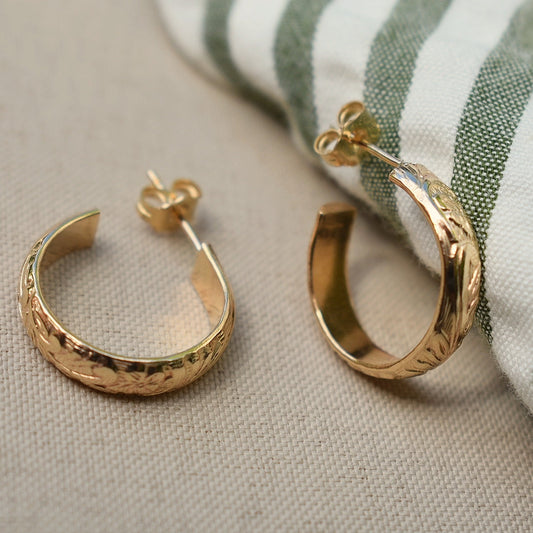 14k Gold Filled Floral Hoops