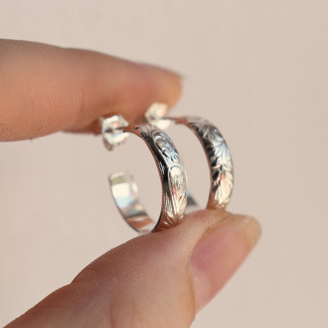 Sterling Silver Floral Hoops