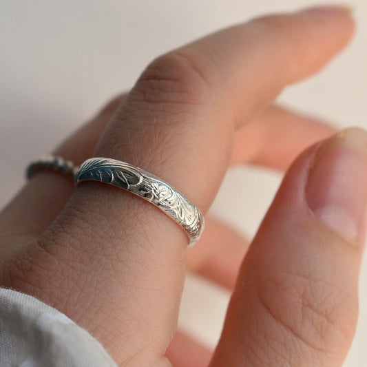 Sterling Silver Floral Band