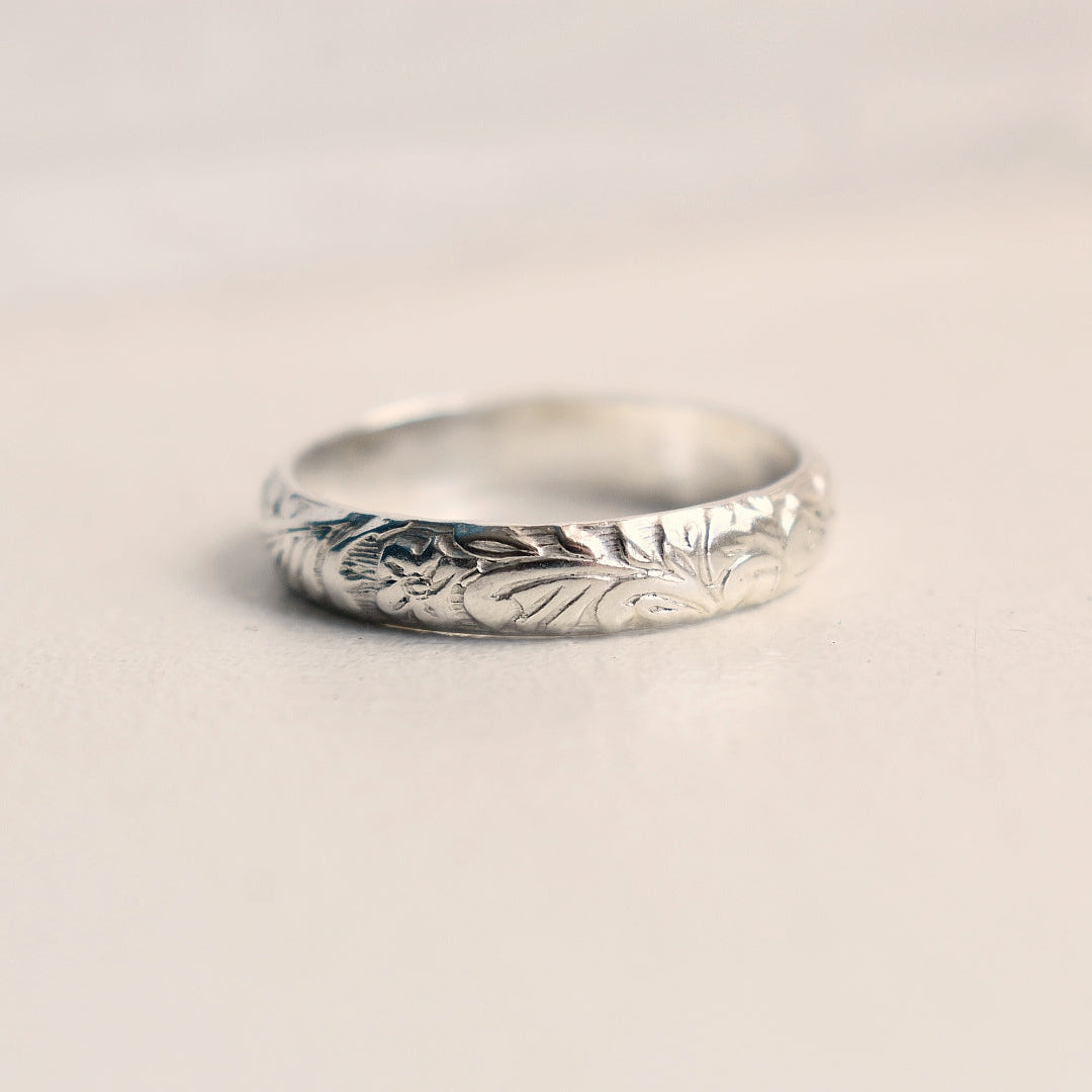 Sterling Silver Floral Band