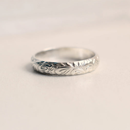Sterling Silver Floral Band