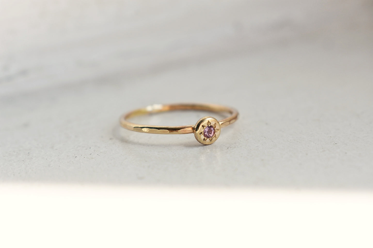 Circle Charm Gemstone Ring Gold