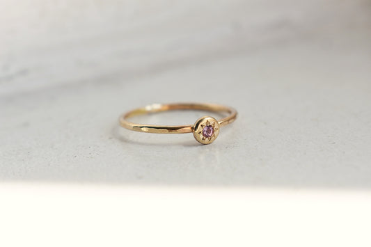 Circle Charm Gemstone Ring Gold