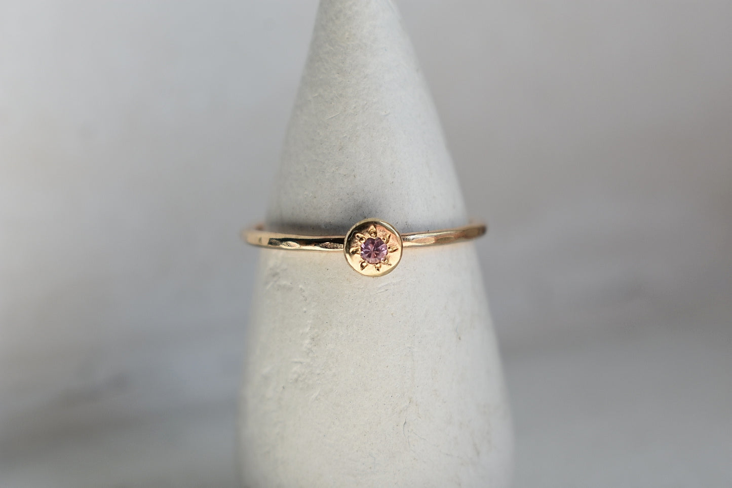 Circle Charm Gemstone Ring Gold
