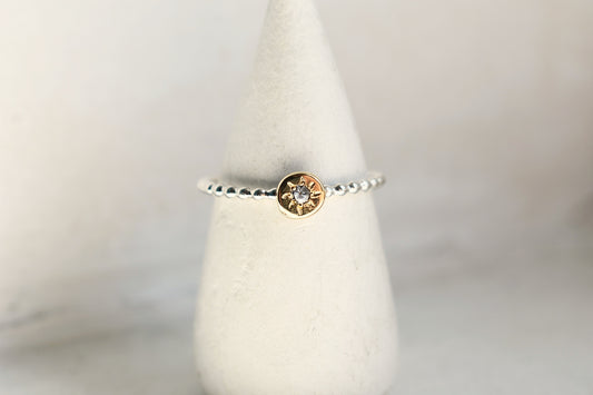 Mixed Metal Circle Gemstone Stacking Ring