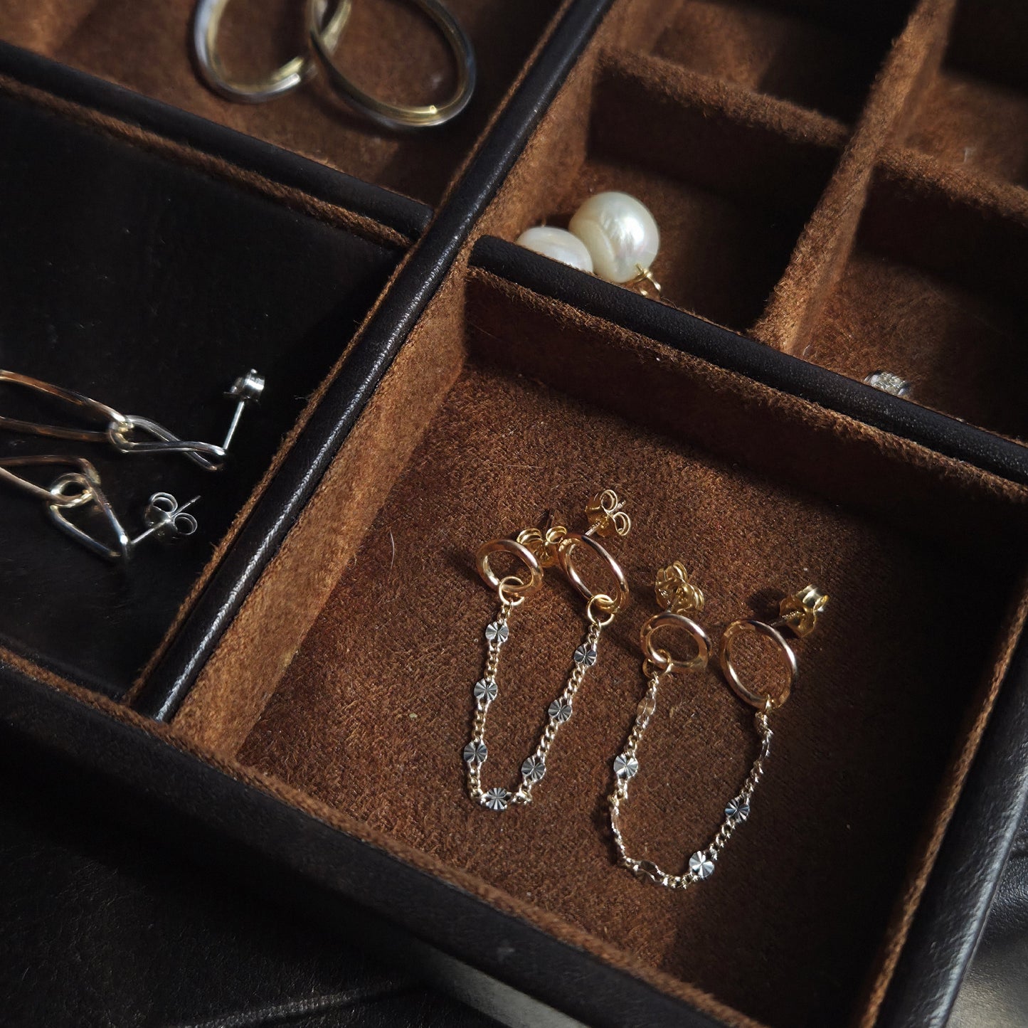 14k Gold Fill Double Piercing Chain Studs