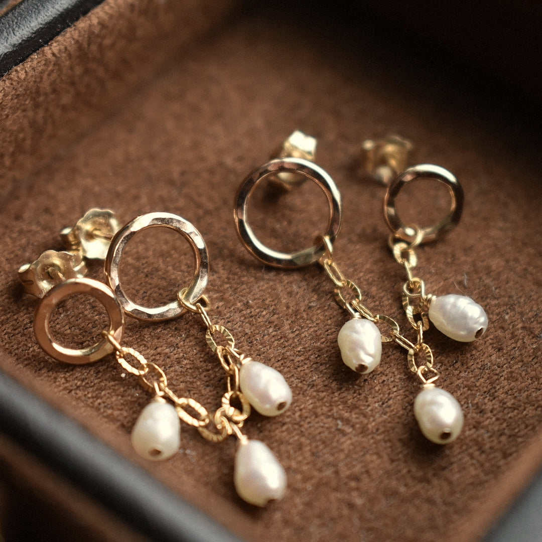 Pearl Double Piercing Chain Studs